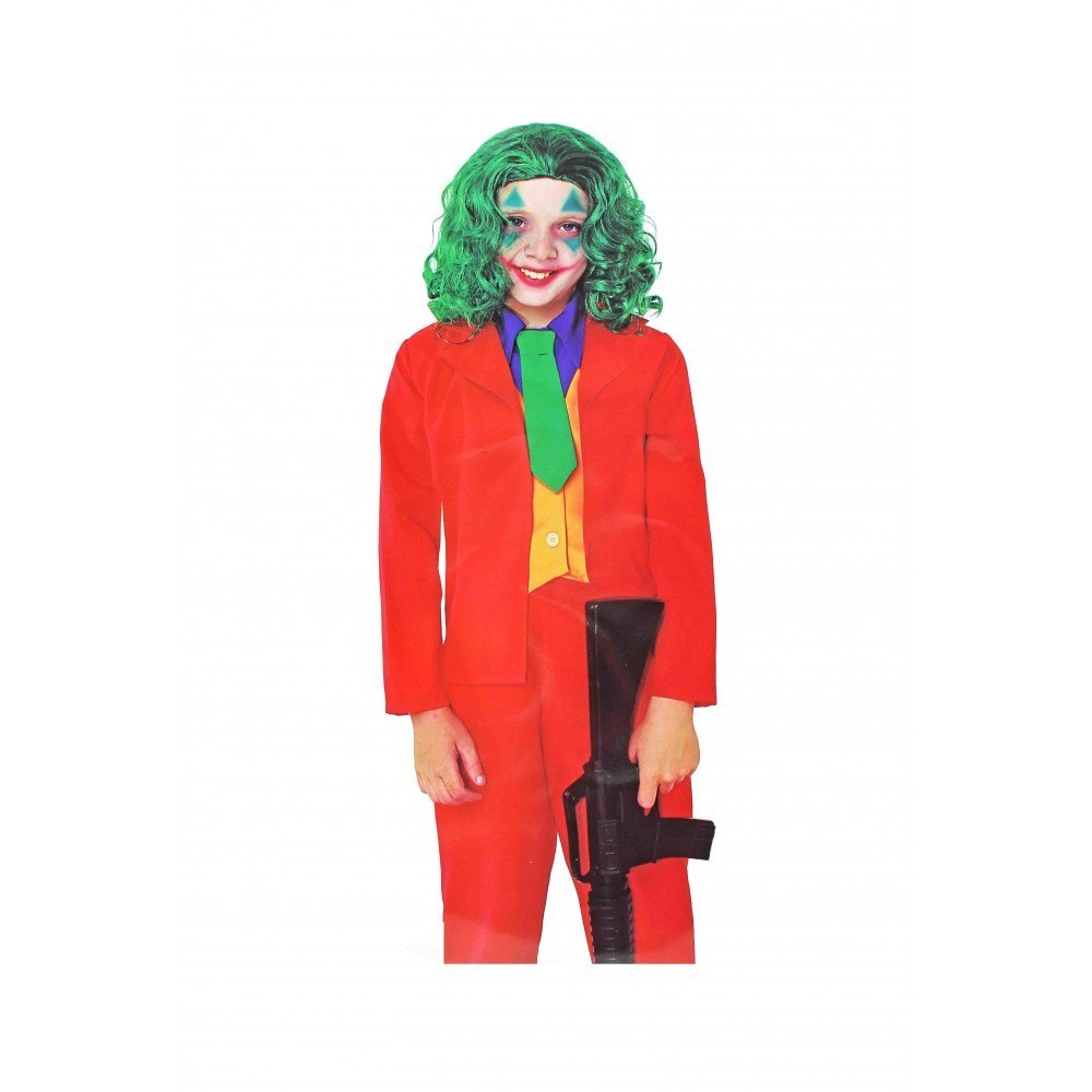 Disfraz de mad clown niño, payaso loco, fibra sintética, incluye chaqueta,  pantalón y corbata, carnaval, halloween, cosplay, inf